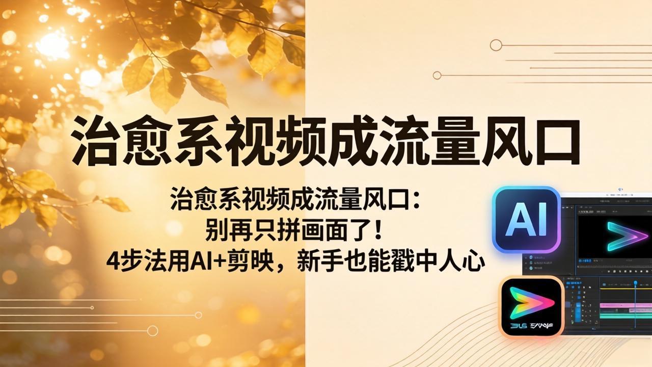 治愈系视频成流量风口：别再只拼画面了！4步法用AI+剪映，新手也能戳中人心-优优云网创