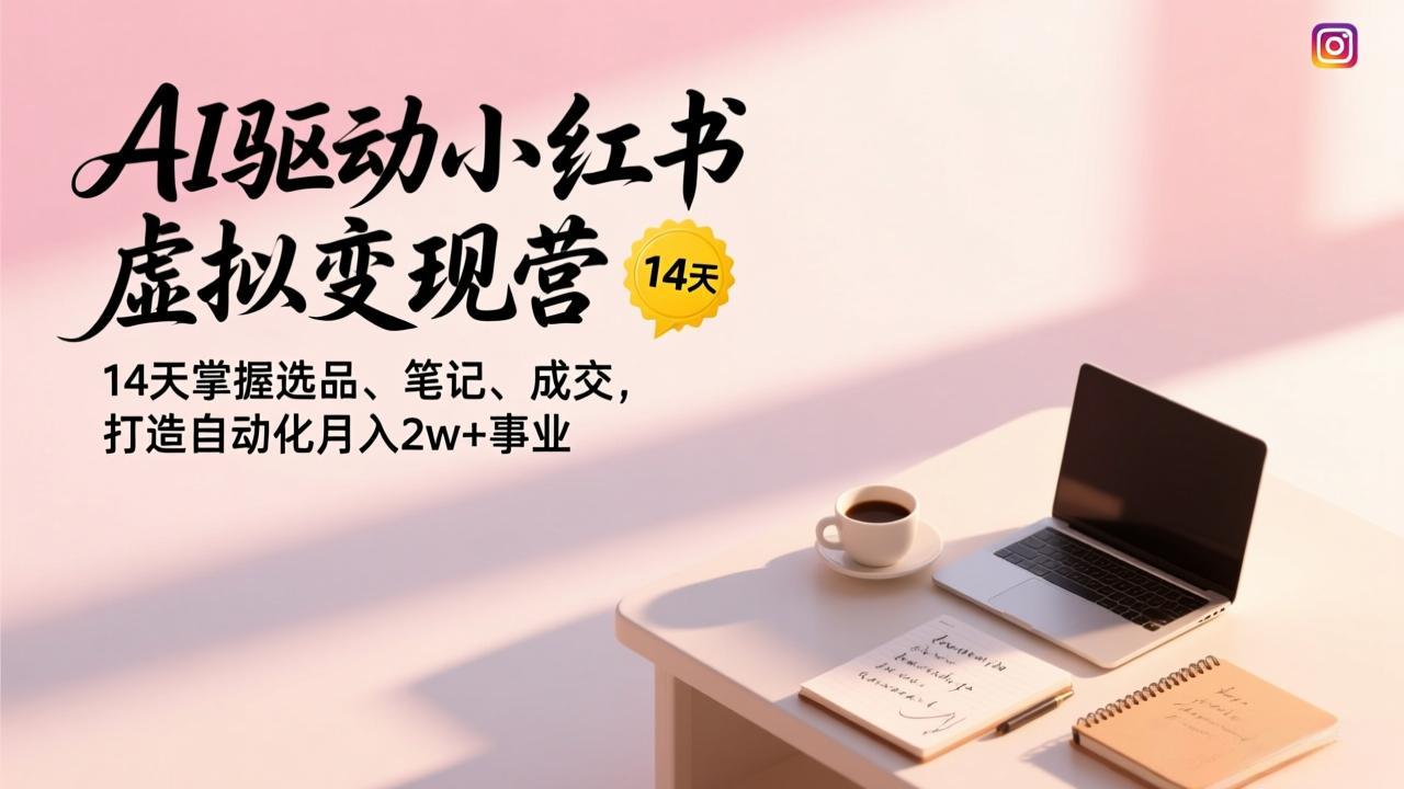 AI驱动小红书虚拟变现营，14天掌握选品、笔记、成交，打造自动化月入2w+事业-优优云网创