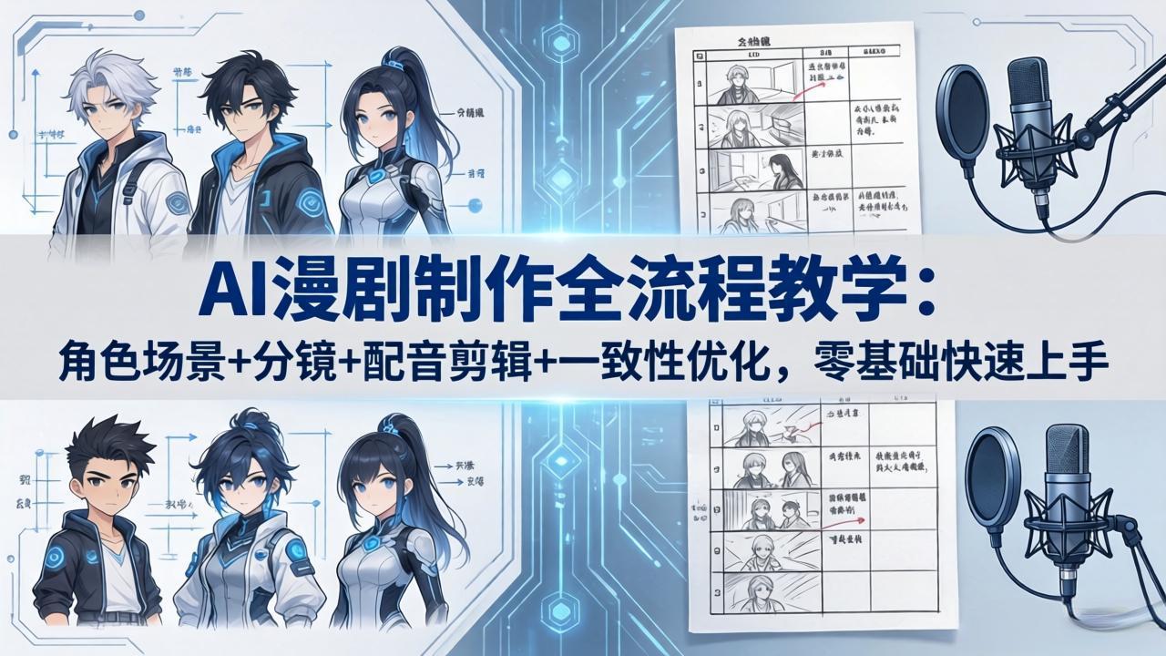 AI漫剧制作全流程教学：角色场景+分镜+配音剪辑+一致性优化，零基础快速上手-优优云网创