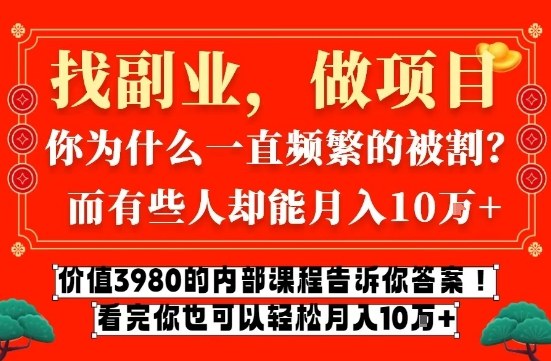 价值3980的网创内部课程，告诉你互联网创业月入10个W的秘密【揭秘】-优优云网创