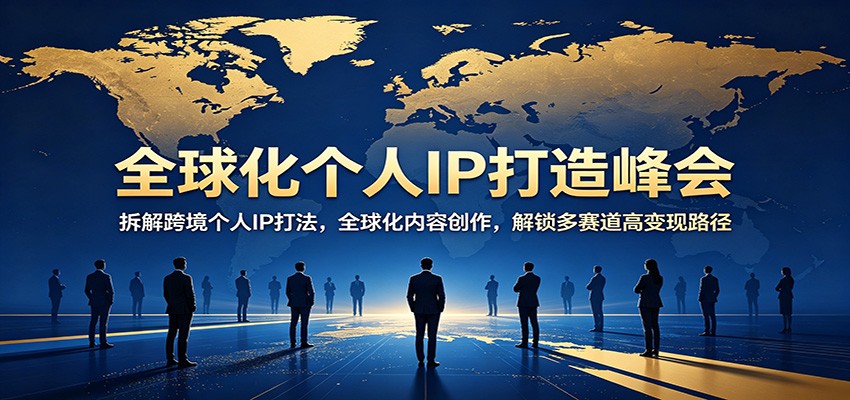 全球化个人IP打造峰会：拆解跨境个人IP打法，全球化内容创作，解锁多赛道高变现路径-优优云网创