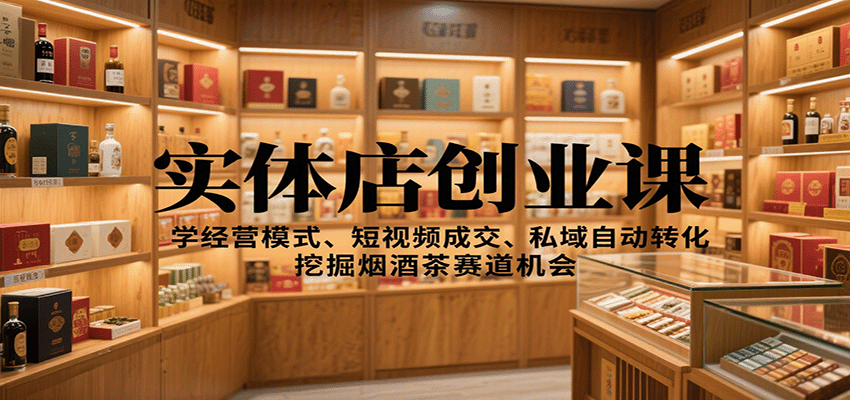 图片[1]-实体店创业课：学经营模式、短视频成交、私域自动转化，挖掘烟酒茶赛道机会-优优云网创