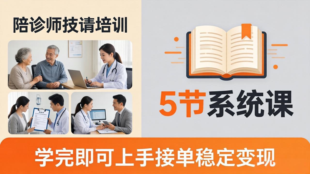 想做陪诊师不知从何下手？5节系统课教你掌握核心技能，学完即可上手接单稳定变现-优优云网创