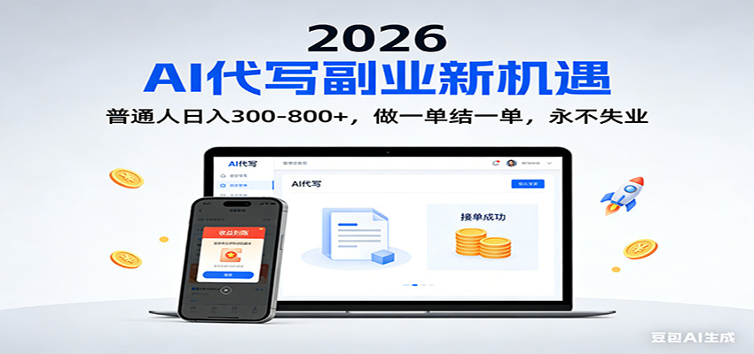 2026 副业首选！AI 代写日入 300-800，普通人0门槛，做一单结一单！-优优云网创