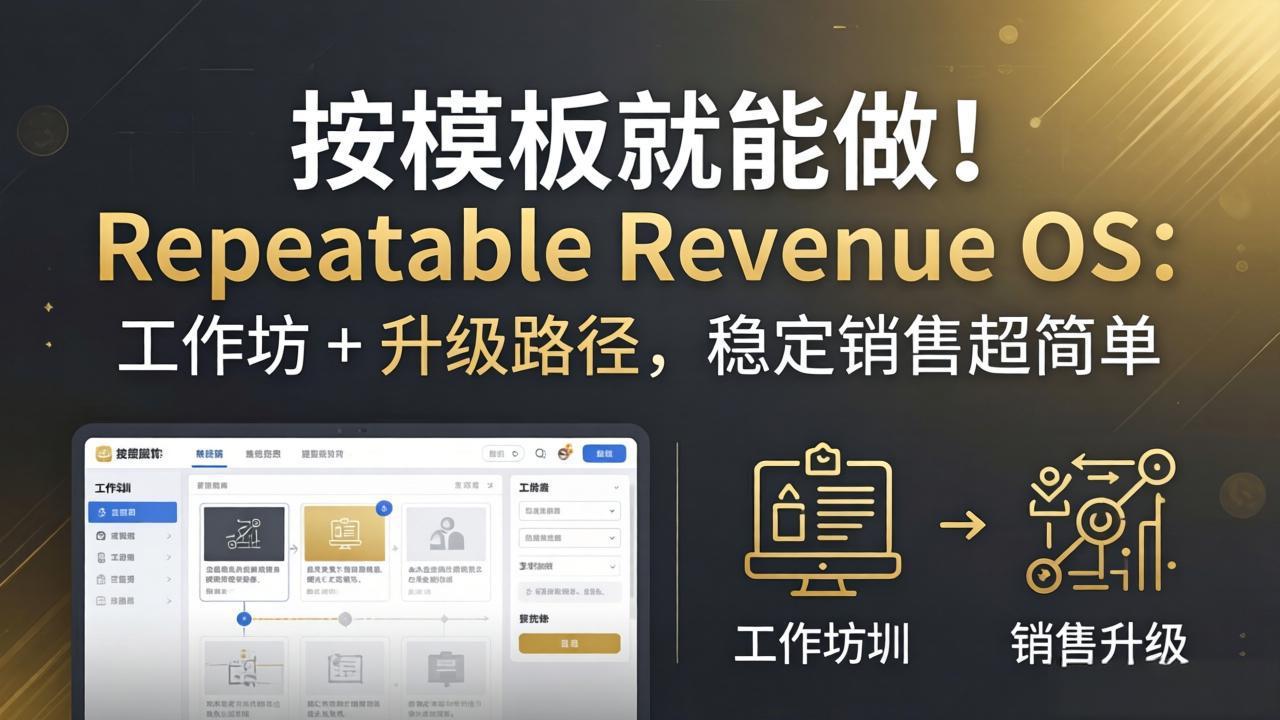按模板就能做！Repeatable Revenue OS：工作坊 + 升级路径，稳定销售超简单-优优云网创
