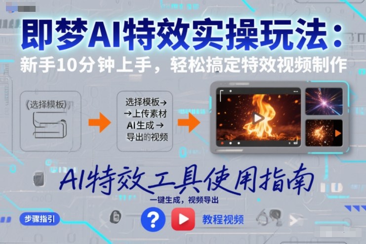 即梦AI特效实操玩法：新手10分钟上手，轻松搞定特效视频制作-优优云网创