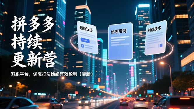 拼多多持续更新营，最新玩法、诊断案例、前沿技术，紧跟平台，保障打法始终有效盈利(更新-优优云网创