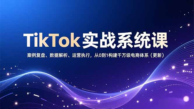 TikTok实战系统课，案例复盘、数据解析、运营执行，从0到1构建千万级电商体系(更新-优优云网创