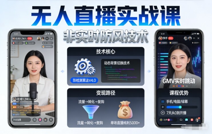 宝子哥无人直播实战课，非实时防风技术，聚焦抖音快手等平台直播带货，轻松开启直播变现之路(更新2026年5月02日)-优优云网创