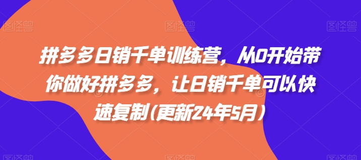 拼多多日销千单训练营,从0开始带你做好拼多多,让日销千单可以快速复制(更新25年10月)-云网创