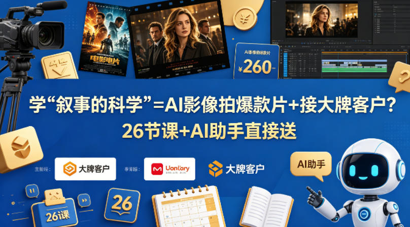 学《叙事的科学》=AI影像拍爆款片+接大牌客户？26节课+AI助手直接送【原创双语字幕】-优优云网创