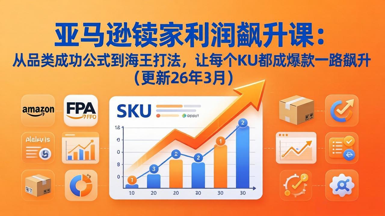 亚马逊卖家利润飙升课：从品类成功公式到海王打法，让每个SKU都成爆款一路飙升(更新26年3月-优优云网创