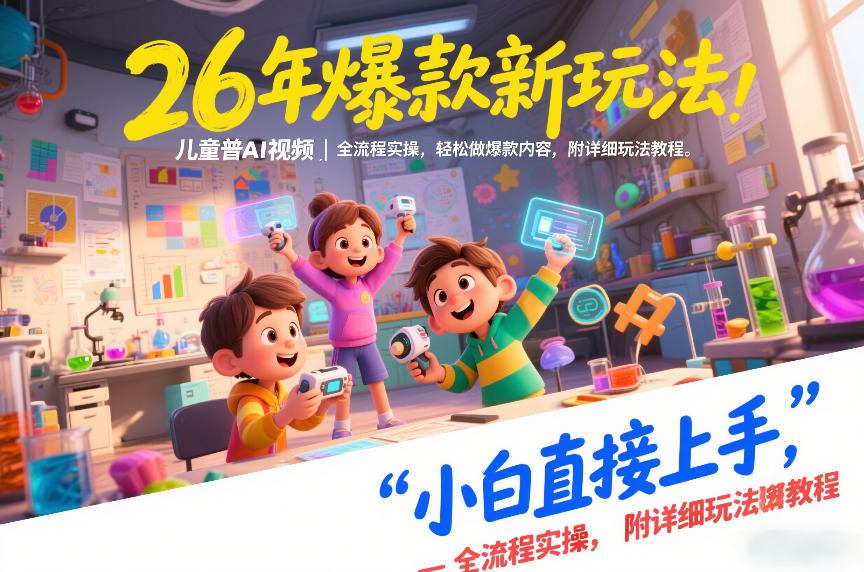 26年爆款新玩法，儿童科普AI视频，全流程实操，轻松做爆款内容，小白直接上手，附详细玩法教程-优优云网创
