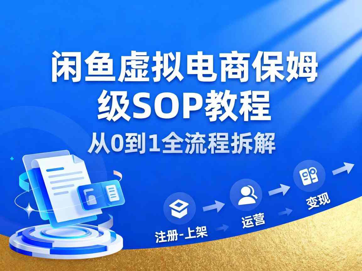 闲鱼虚拟电商,月入轻松过1W,保姆级SOP教程-云网创