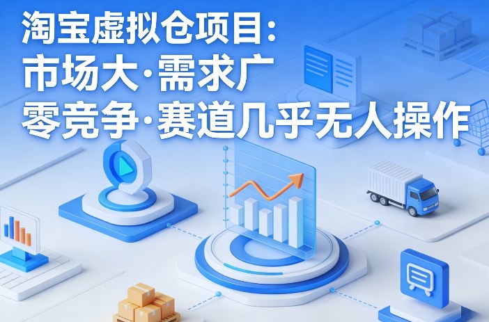 淘宝虚拟仓项目，市场大，需求广，零竞争，赛道几乎没人操作-优优云网创