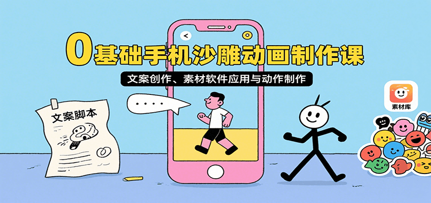 图片[1]-0基础手机沙雕动画制作课，文案创作、素材软件应用与动作制作-优优云网创