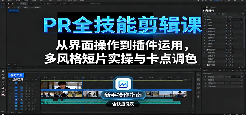 图片[1]-PR全技能剪辑课：从界面操作到插件运用，多风格短片实操与卡点调色-优优云网创