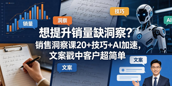 想提升销量缺洞察？销售洞察课20+技巧+AI加速，文案戳中客户超简单【原创双语字幕】-优优云网创