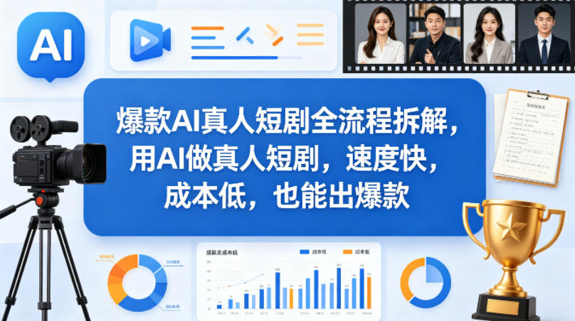 爆款AI真人短剧全流程拆解,用AI做真人短剧,速度快,成本低,也能出爆款-优优云网创