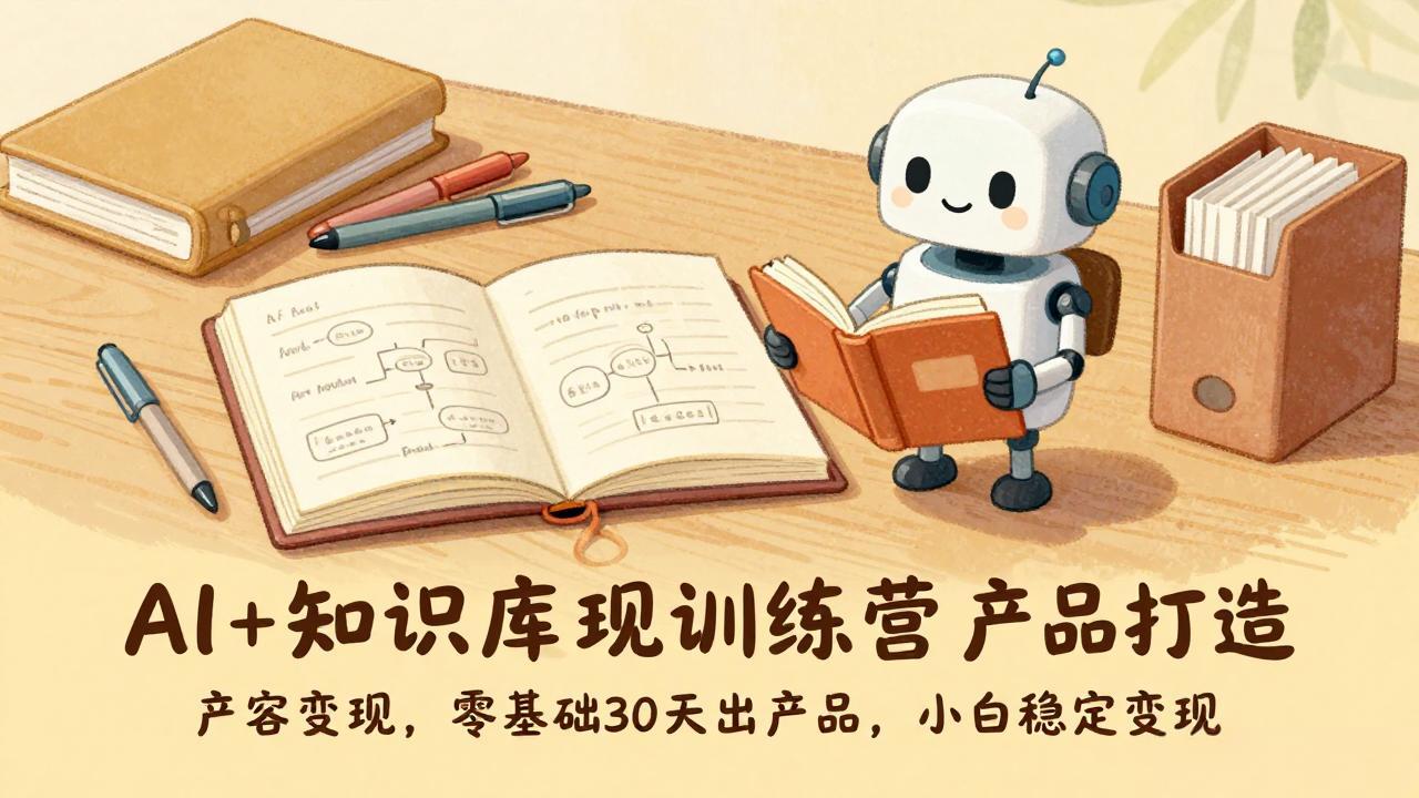 AI+知识库变现训练营，产品打造、内容创作、全平台变现，零基础30天出产品，小白稳定变现-优优云网创
