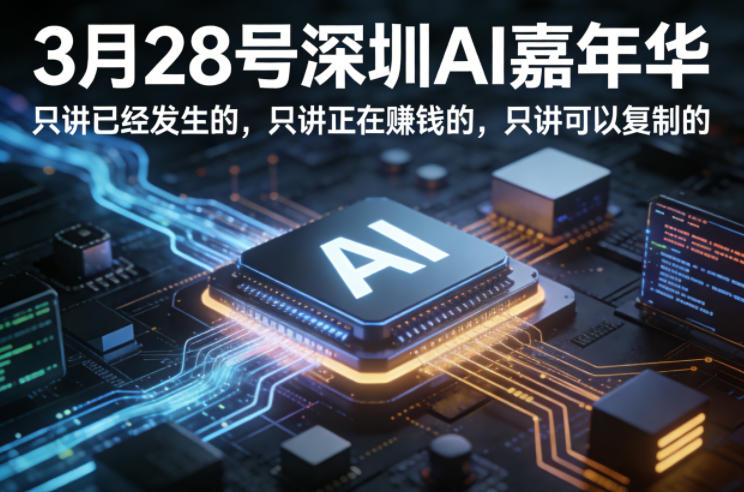 3月28号深圳AI嘉年华，只讲已经发生的，只讲正在賺钱的，只讲可以复制的-优优云网创