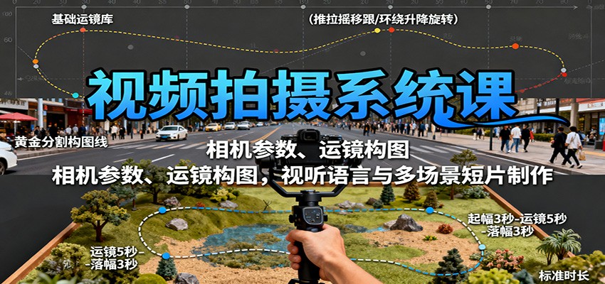图片[1]-视频拍摄系统课：相机参数、运镜构图，视听语言与多场景短片制作-优优云网创