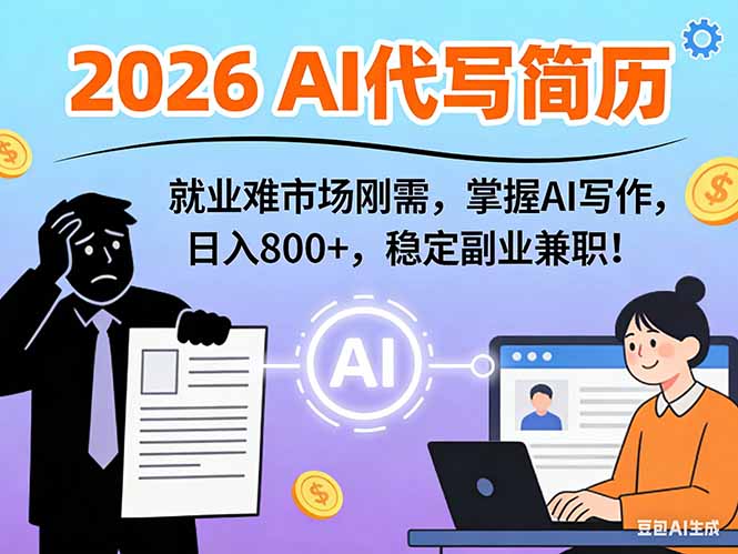 AI代写简历，超暴利，用万能模板月入1-3万实战教程，2026年市场刚需！-优优云网创