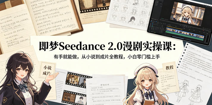即梦Seedance 2.0漫剧实操课：有手就能做，从小说到成片全教程，小白零门槛上手-优优云网创