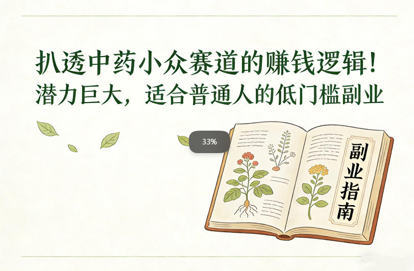 扒透中药小众赛道的賺米逻辑，潜力巨大，适合普通人的低门槛副业-优优云网创