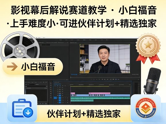 某大佬的影视幕后解说赛道教学，小白福音，上手难度小，可进伙伴计划+精选独家-优优云网创