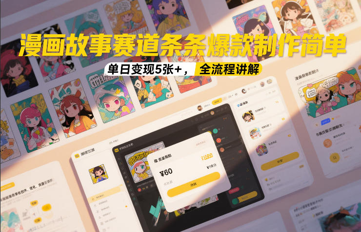 漫画故事赛道条条爆款制作简单，单日变现5张+，全流程讲解-优优云网创
