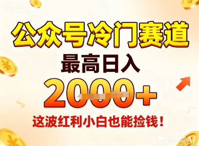 公众号冷门赛道，最高日入1k+，这波红利小白也能捡钱！-云网创