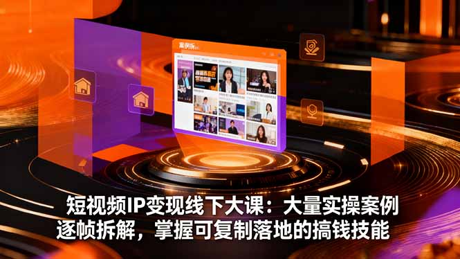 短视频IP变现线下大课:大量实操案例逐帧拆解,掌握可复制落地的搞钱技能-云网创