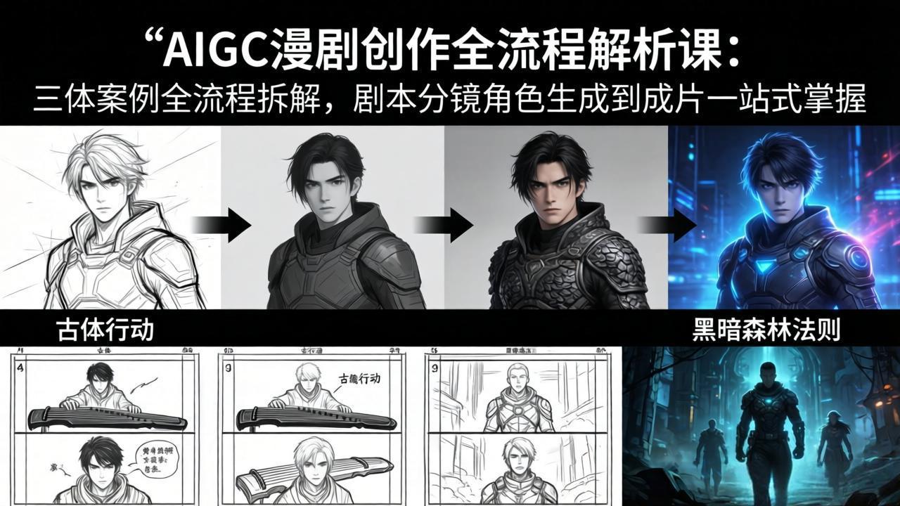 AIGC漫剧创作全流程解析课:三体案例全流程拆解,剧本分镜角色生成到成片一站式掌握-优优云网创