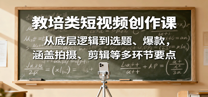 图片[1]-教培类短视频创作课：从底层逻辑到选题、爆款，涵盖拍摄、剪辑等多环节要点-优优云网创