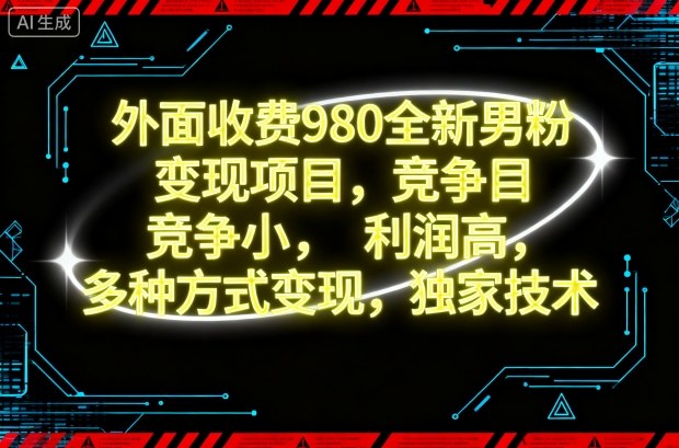 外面收费980全新男粉变现项目,竞争小,利润高,多种方式变现,独家技术-云网创
