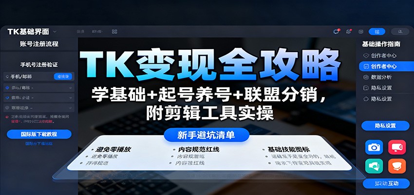 图片[1]-TK变现全攻略：学基础+起号养号+联盟分销，附剪辑工具实操-优优云网创