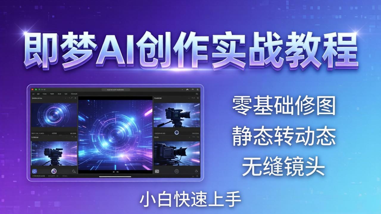 即梦AI创作实战教程，从零基础修图到AI导演，实战教学静态转动态+无缝镜头，小白快速上手-优优云网创