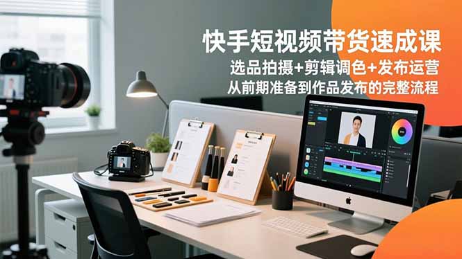 快手短视频带货速成课,选品拍摄+剪辑调色+发布运营,从前期准备到作品发布的完整流程-优优云网创