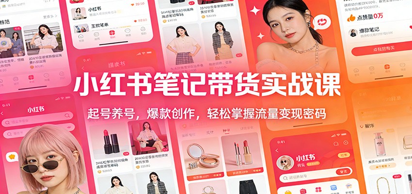 小红书笔记带货实战课：起号养号，爆款创作，轻松掌握流量变现密码-优优云网创