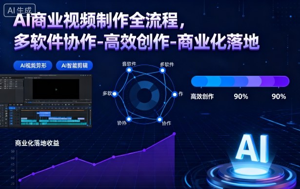 AI商业视频制作全流程，多软件协作-高效创作-商业化落地-焱冰网创资源库