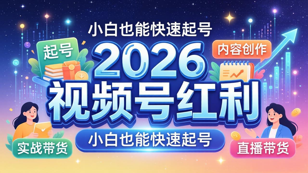2026视频号红利实战营，大佬亲授起号、内容、直播、IP、投流、私域、矩阵全套落地打法-优优云网创