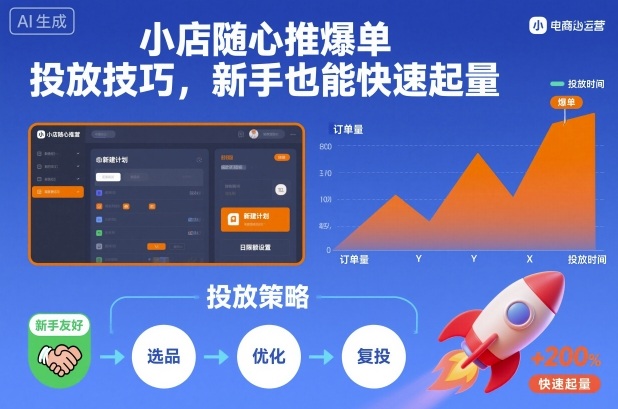 小店随心推爆单投放技巧，新手也能快速起量-云网创