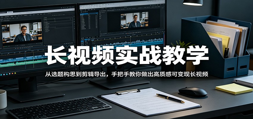 长视频实战教学，从选题构思到剪辑导出，手把手教你做出高质感可变现长视频-优优云网创