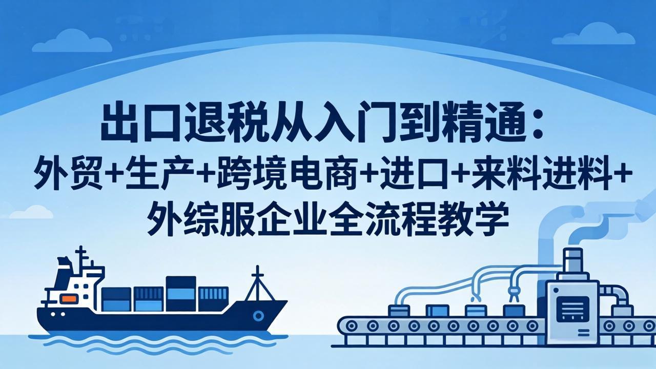 出口退税从入门到精通：外贸+生产+跨境电商+进口+来料进料+外综服企业全流程教学-优优云网创