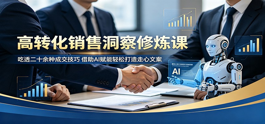 高转化销售洞察修炼课:吃透二十余种成交技巧,借助AI赋能轻松打造走心文案-优优云网创