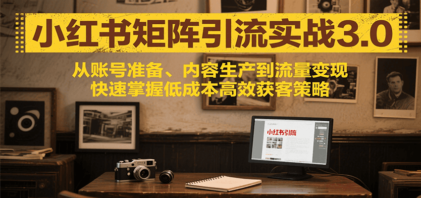 图片[1]-小红书矩阵引流3.0，从账号准备、内容生产到流量变现，快速掌握低成本高效获客策略-优优云网创