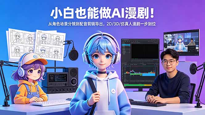 小白也能做AI漫剧！从角色场景分镜到配音剪辑导出，2D/3D/仿真人漫剧一步到位-优优云网创