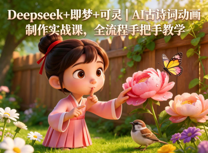 Deepseek+即梦+可灵｜AI古诗词动画制作实战课，全流程手把手教学-优优云网创