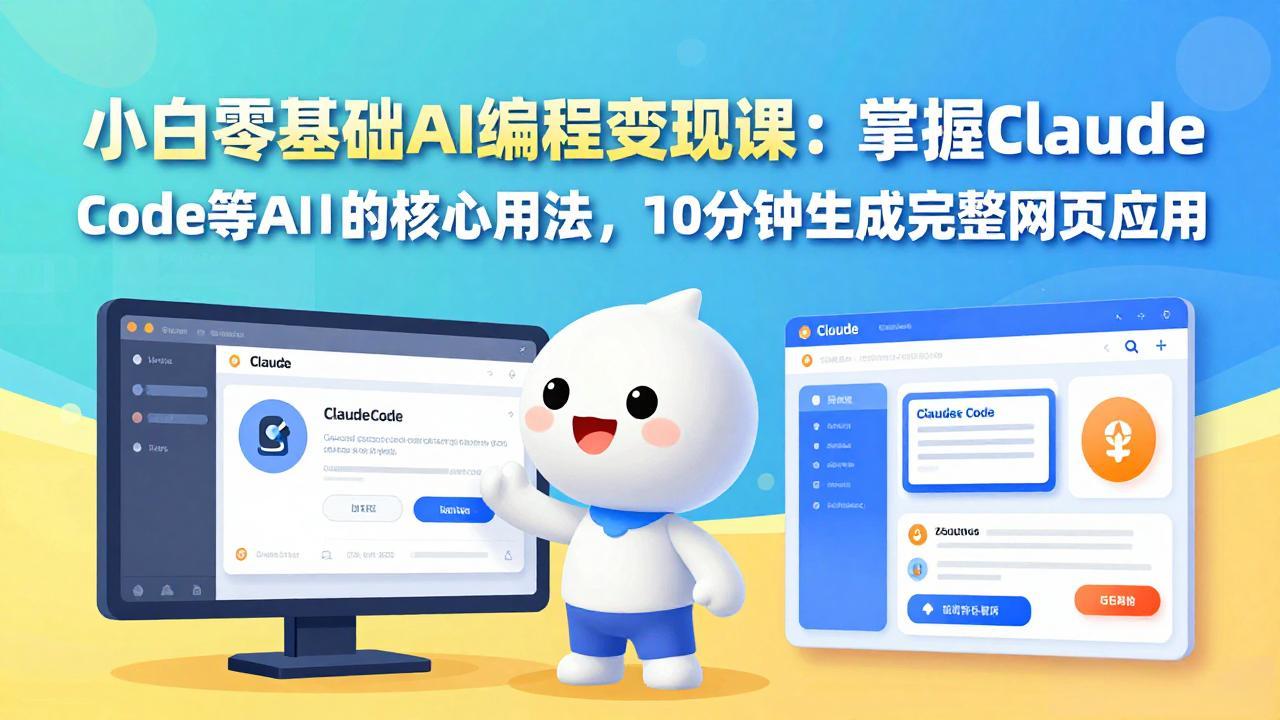 小白零基础AI编程变现课：掌握Claude Code等AI工具的核心用法，10分钟生成完整网页应用-优优云网创